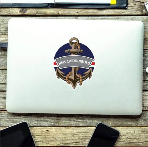 HMS Chiddingold Royal Navy Waterproof Vinyl Sticker - Red Plume
