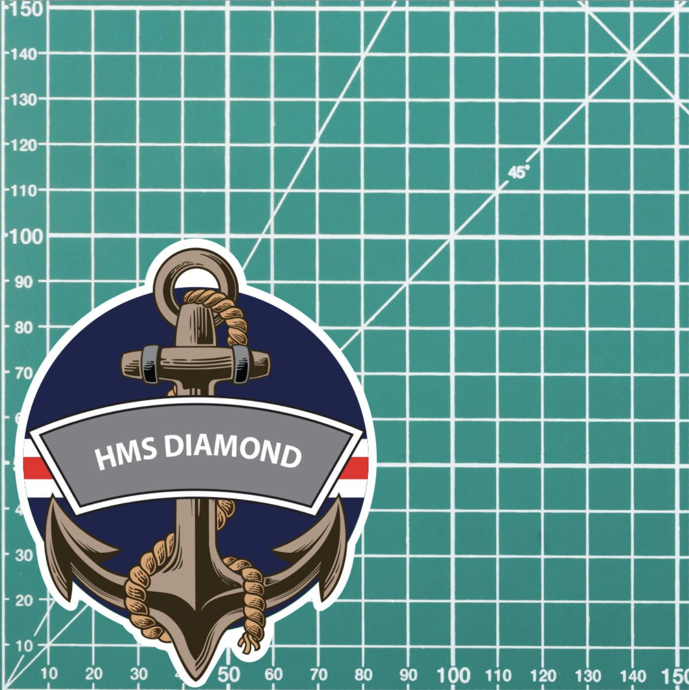 HMS Diamond Royal Navy Waterproof Vinyl Sticker redplume