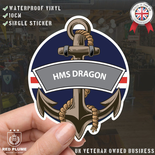 HMS Dragon Royal Navy Waterproof Vinyl Sticker redplume