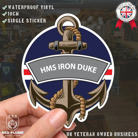 HMS Iron Duke Royal Navy Waterproof Vinyl Sticker redplume
