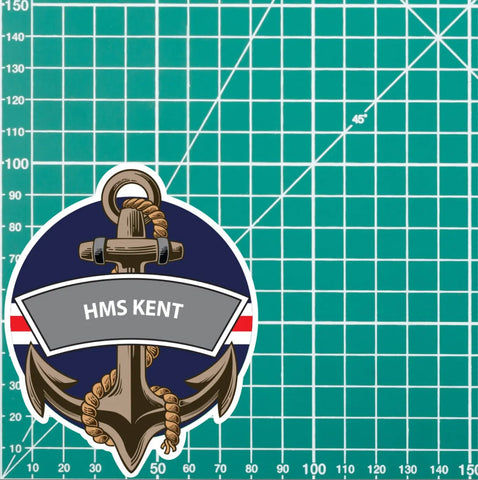 HMS Kent Royal Navy Waterproof Vinyl Sticker - Red Plume
