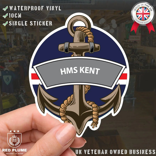 HMS Kent Royal Navy Waterproof Vinyl Sticker redplume