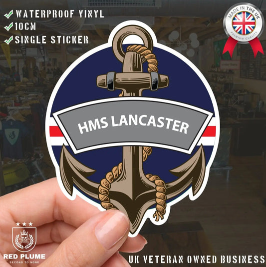 HMS Lancaster Royal Navy Waterproof Vinyl Sticker redplume
