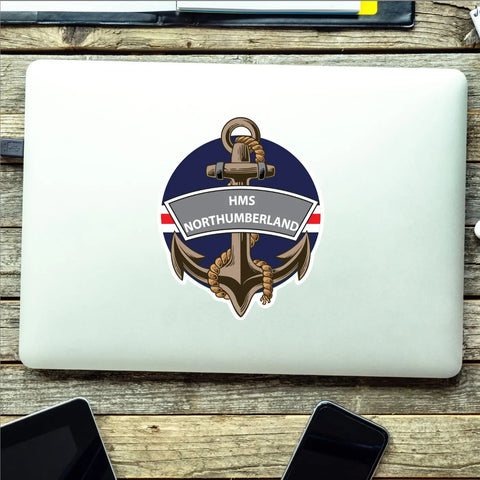 HMS Northumberland Royal Navy Waterproof Vinyl Sticker - Red Plume