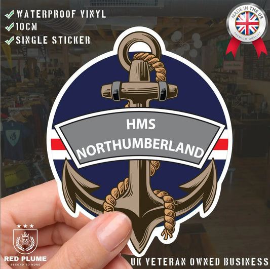 HMS Northumberland Royal Navy Waterproof Vinyl Sticker redplume