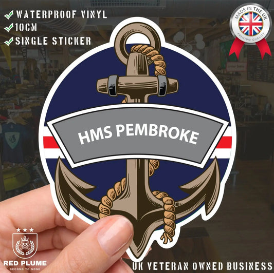 HMS Pembroke Royal Navy Waterproof Vinyl Sticker redplume