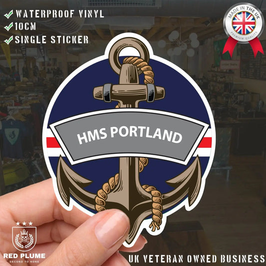 HMS Portland Royal Navy Waterproof Vinyl Sticker redplume