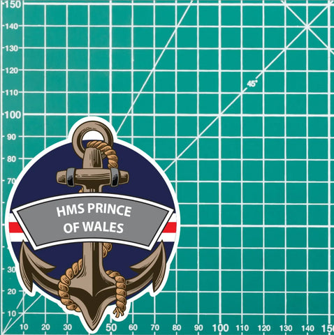 HMS Prince of Wales Royal Navy Waterproof Vinyl Sticker - Red Plume