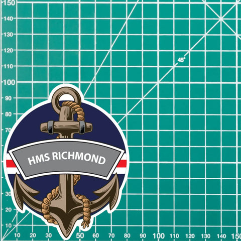 HMS Richmond Royal Navy Waterproof Vinyl Sticker - Red Plume
