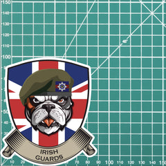 Irish Guards British Bulldog and Union Jack Shield Vinyl Sticker - 10cm redplume