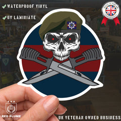 Irish Guards Car Decal - Stylish Skull and Crossed Bayonets Design redplume