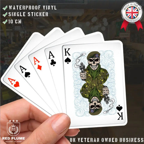 Irish Guards King & Aces Waterproof Vinyl Sticker/Decal 10cm - Red Plume