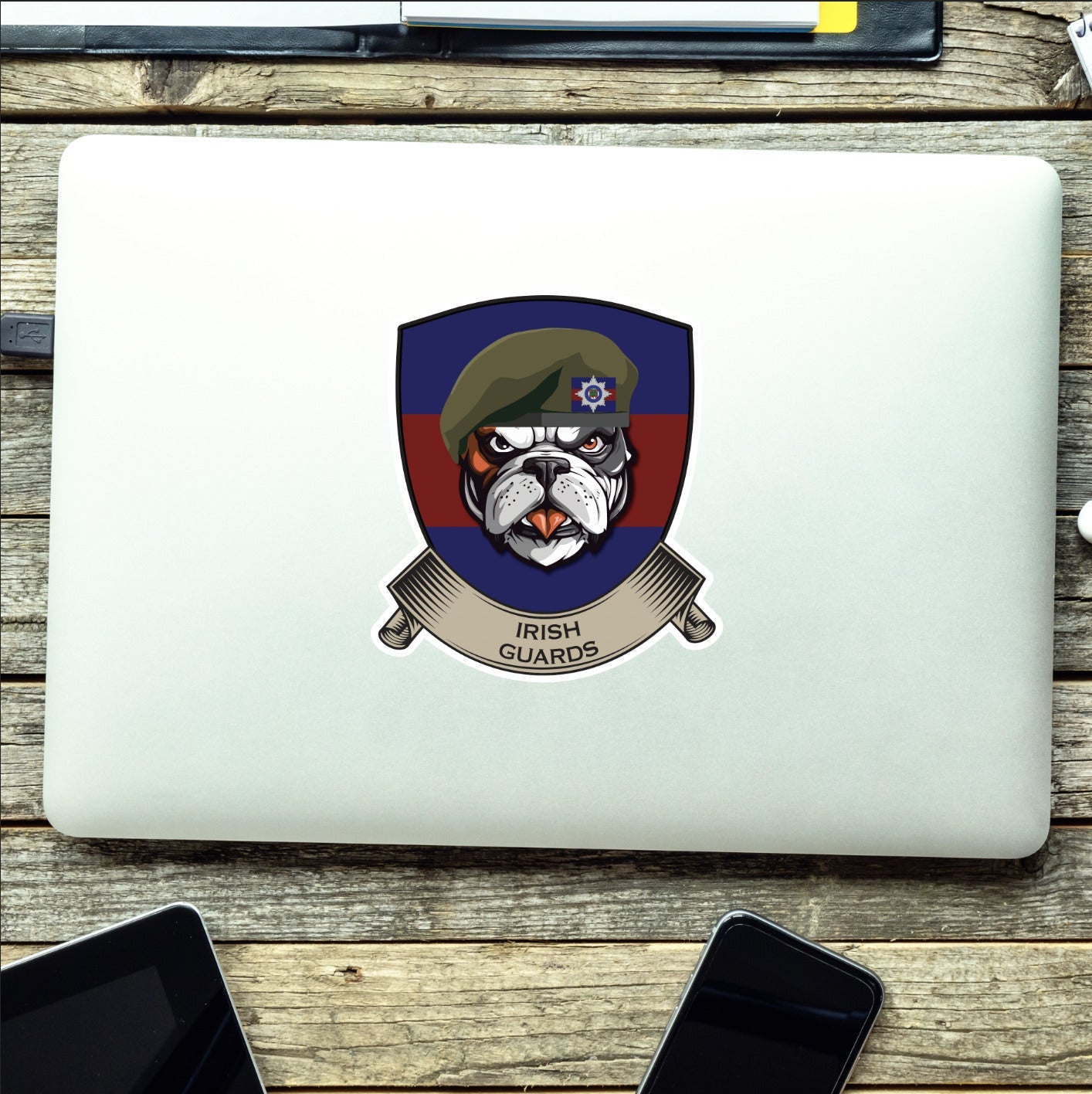 Irish Guards TRF British Bulldog Vinyl Sticker - 10cm redplume