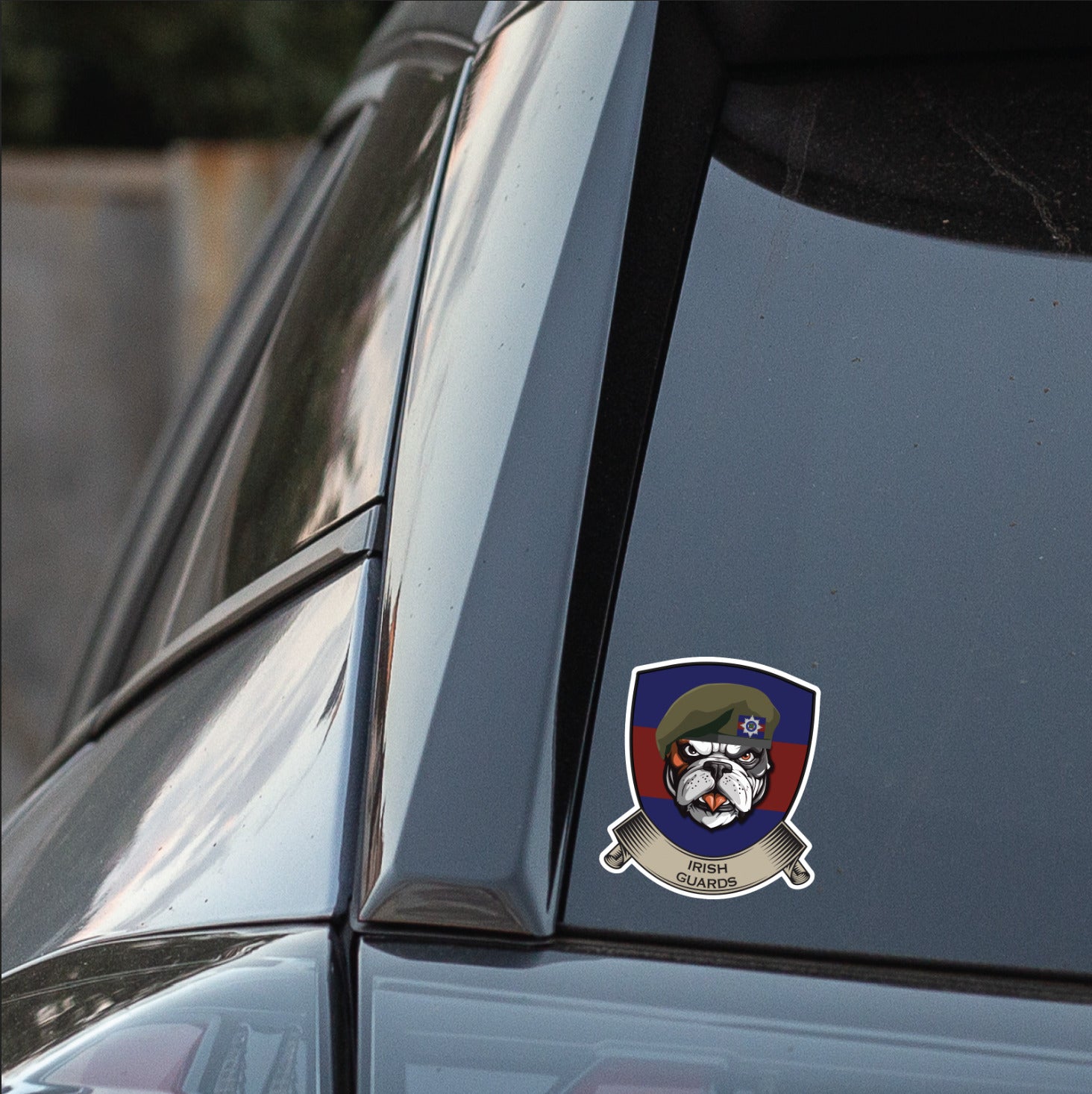 Irish Guards TRF British Bulldog Vinyl Sticker - 10cm redplume