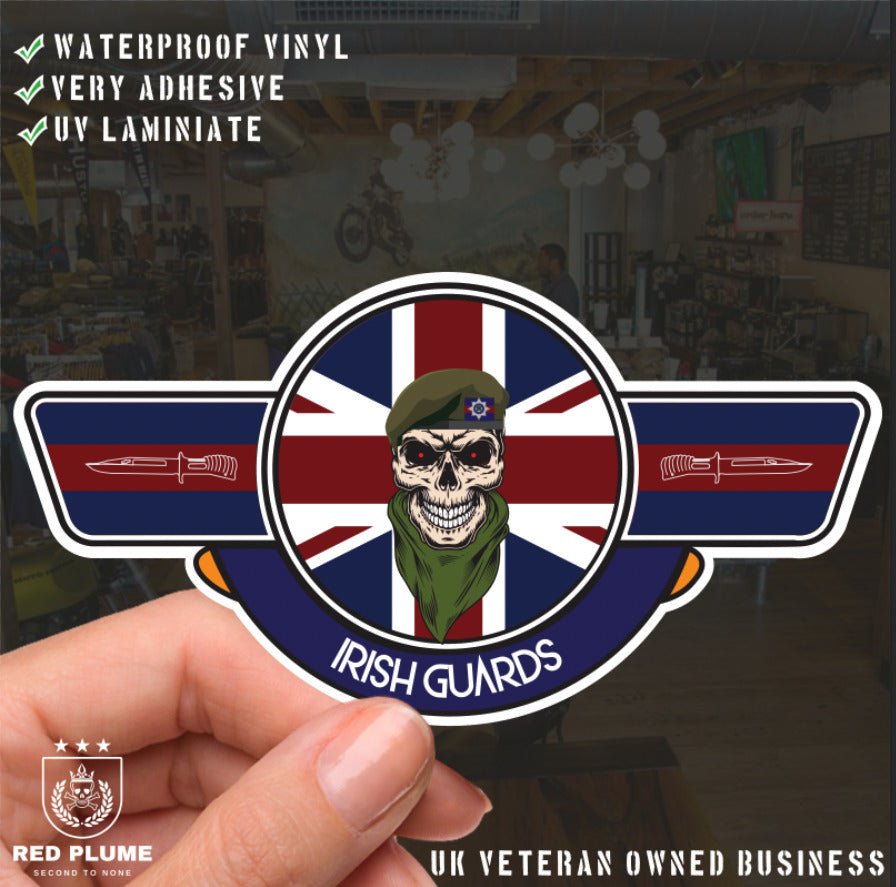 Irish Guards UV Laminated Vinyl Sticker - Wings redplume