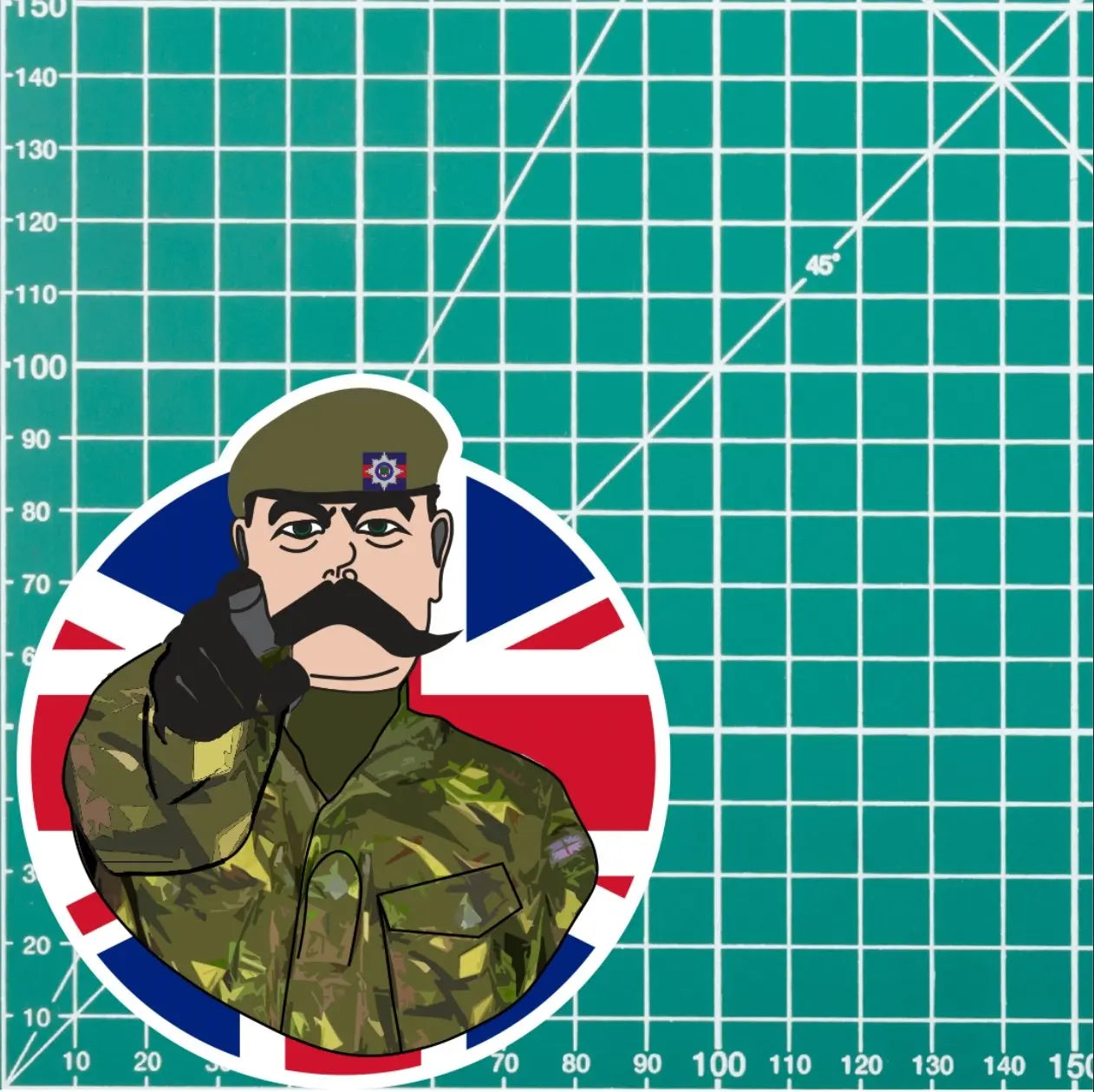 Irish Guards Vinyl Waterproof Sticker, Lord Kitchener Design – Red Plume