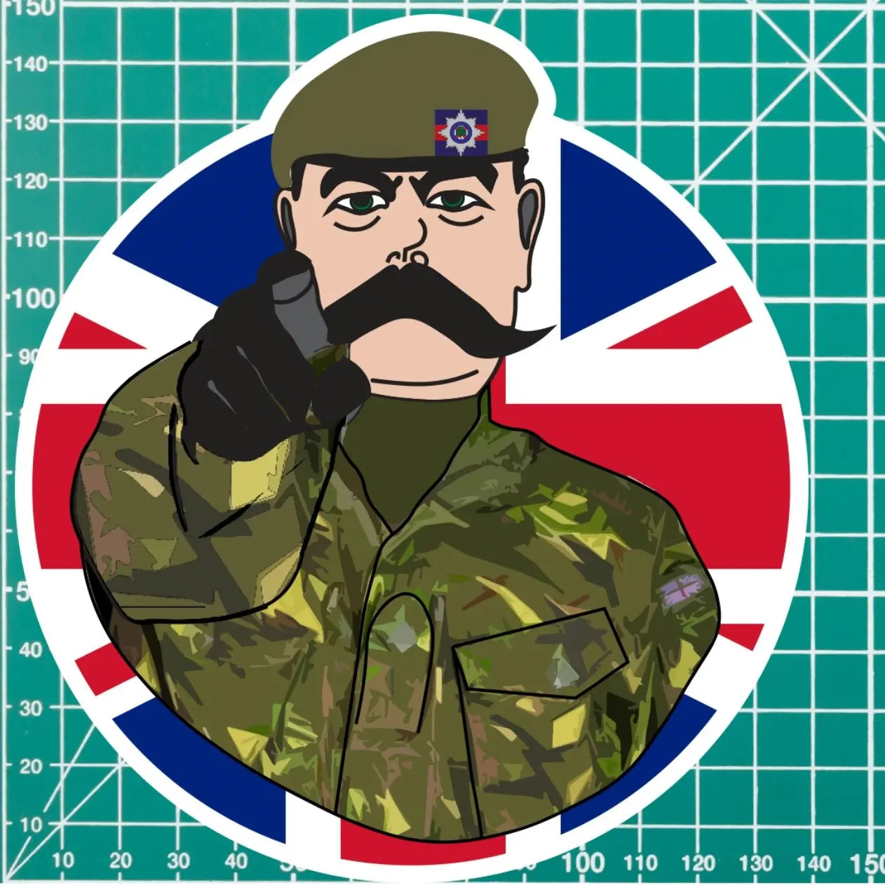 Irish Guards Vinyl Waterproof Sticker, Lord Kitchener Design redplume