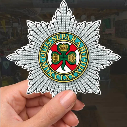 Irish Guards Waterproof Vinyl Stickers - Official MoD Reseller - Red Plume