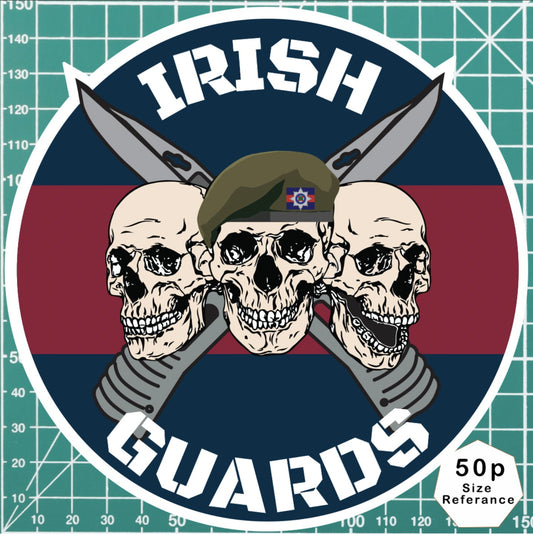 Irish Guards Waterproof Vinyl Stickers Three Skull Design redplume