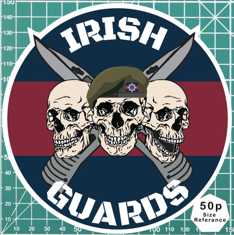 Irish Guards Waterproof Vinyl Stickers Three Skull Design redplume