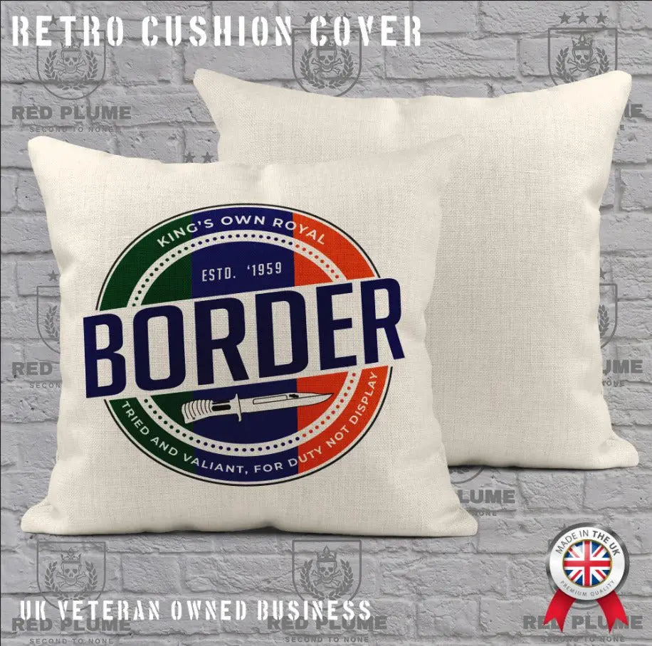 King's Own Border Regiment (KORBR) Retro Cushion Cover - Ideal Stocking Filler - Red Plume
