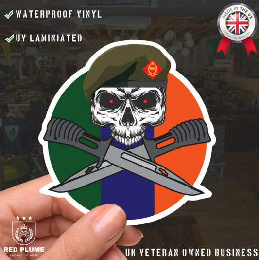 King's Own Royal Border Regiment Car Decal - Skull and Crossed Bayonets Design redplume