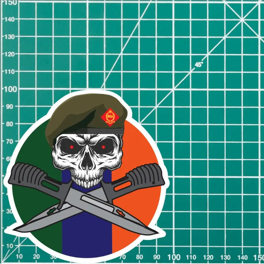 King's Own Royal Border Regiment Car Decal - Skull and Crossed Bayonets Design redplume