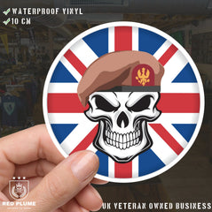 King's Royal Hussars KRH Skull with Beret UJ Vinyl Sticker - 10cm redplume