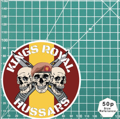 King's Royal Hussars KRH Waterproof Vinyl Stickers Three Skull Design redplume