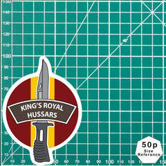 King's Royal Hussars Vinyl Decal, TRF Colours & Bayonet Design - 10cm redplume