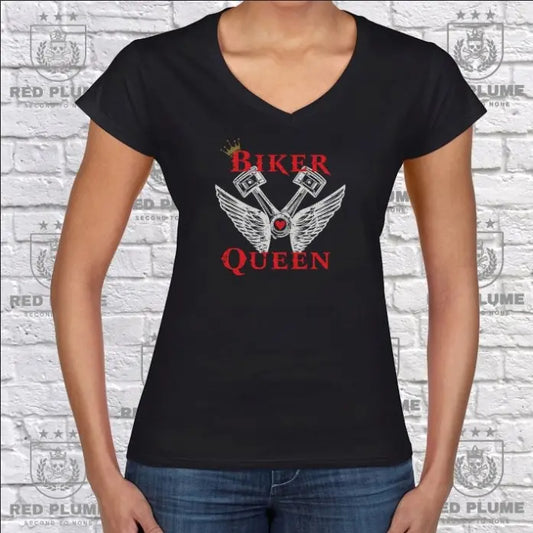 Ladies Biker Queen T Shirt redplume