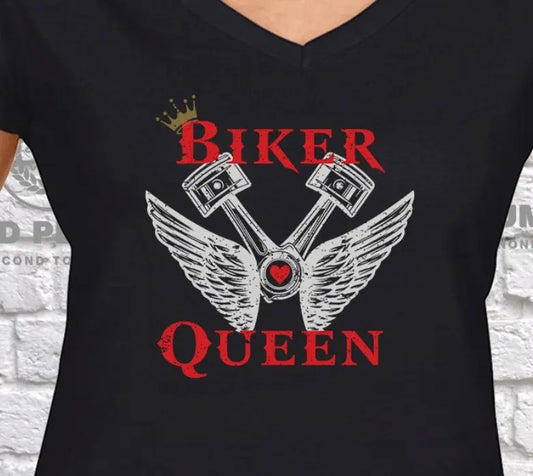 Ladies Biker Queen T Shirt - Red Plume