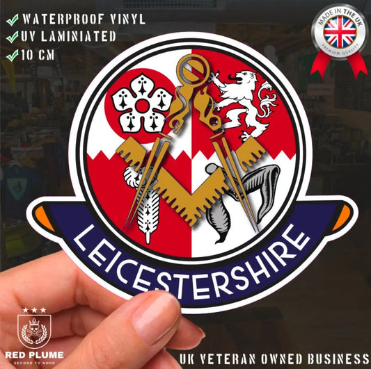 Leicestershire Masonic Car Sticker | UV Laminated - Red Plume