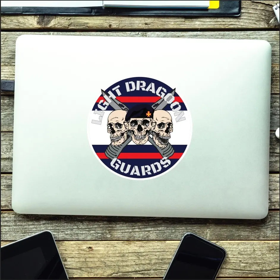 Light Dragoon Guards Waterproof Vinyl Stickers Three Skull Design redplume
