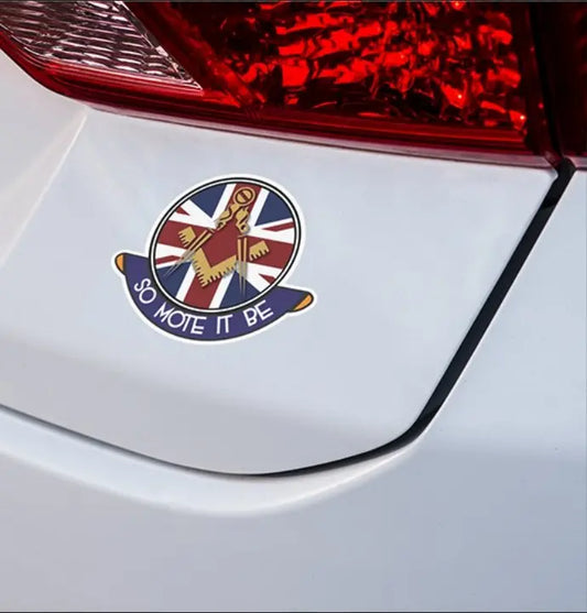 Masonic Car Decal – 10cm - Golden Square and Compass on Union Jack redplume