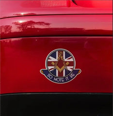 Masonic Car Decal – 10cm - Golden Square and Compass on Union Jack redplume