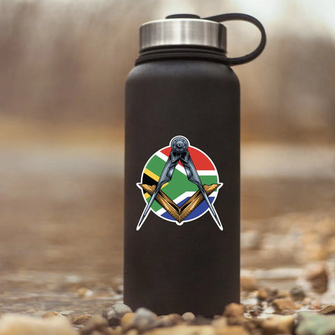 Masonic Square and Compass South African Flag Vinyl Sticker Decal | Waterproof - Red Plume