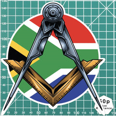 Masonic Square and Compass South African Flag Vinyl Sticker Decal | Waterproof redplume