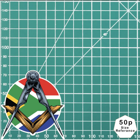 Masonic Square and Compass South African Flag Vinyl Sticker Decal | Waterproof - Red Plume