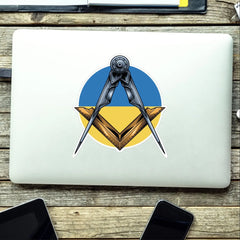 Masonic Square and Compass Ukraine Flag Vinyl Sticker Decal | Waterproof redplume