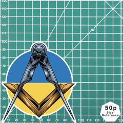 Masonic Square and Compass Ukraine Flag Vinyl Sticker Decal | Waterproof redplume