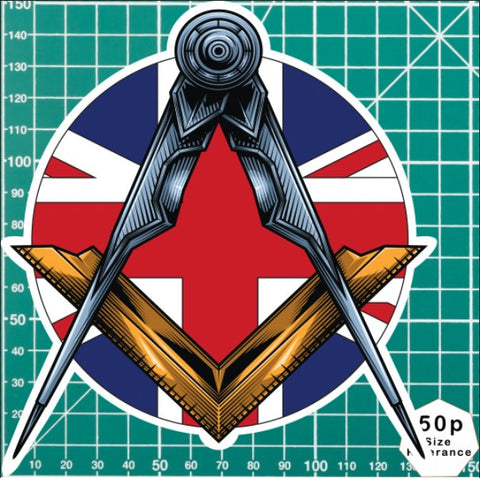 Masonic Square and Compass Union Jack Vinyl Sticker Decal | Waterproof redplume