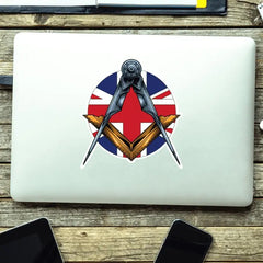 Masonic Square and Compass Union Jack Vinyl Sticker Decal | Waterproof redplume