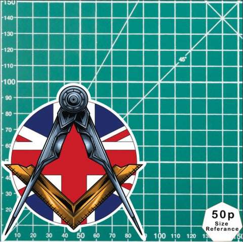 Masonic Square and Compass Union Jack Vinyl Sticker Decal | Waterproof redplume
