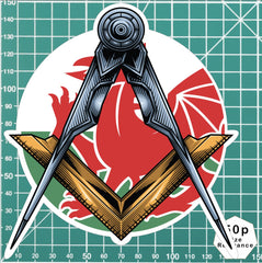 Masonic Square and Compass Welsh Flag Vinyl Sticker Decal | Waterproof redplume