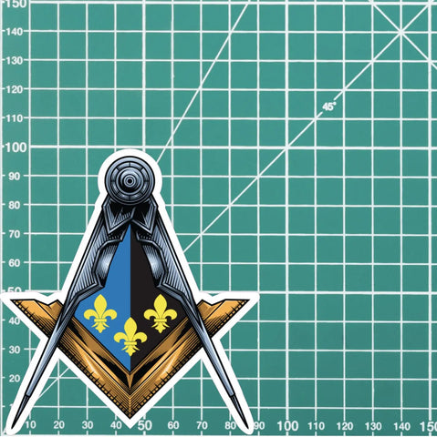 Monmouthshire Masonic Sticker Square & Compass Union Vinyl Decal - Red Plume