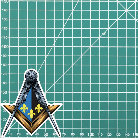 Monmouthshire Masonic Sticker Square & Compass Union Vinyl Decal - Red Plume