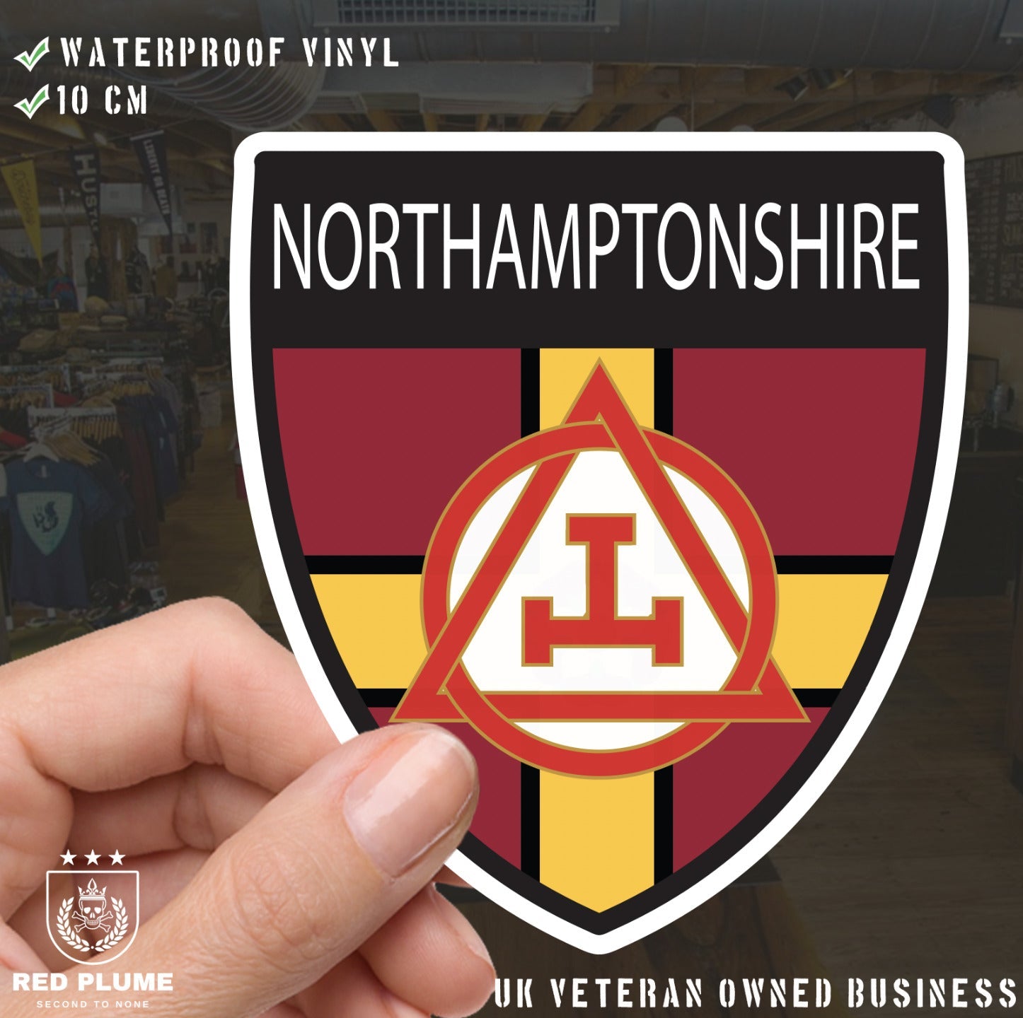 Northamptonshire Masonic Holy Royal Arch Shield Sticker redplume