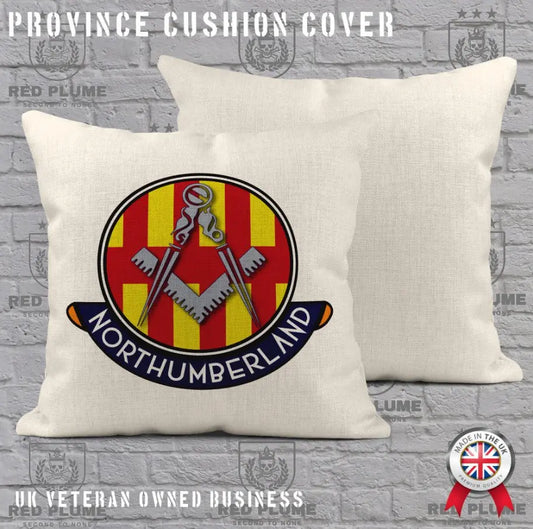 Northumberland Freemasons Cushion Cover - Perfect Christmas Gift - Red Plume