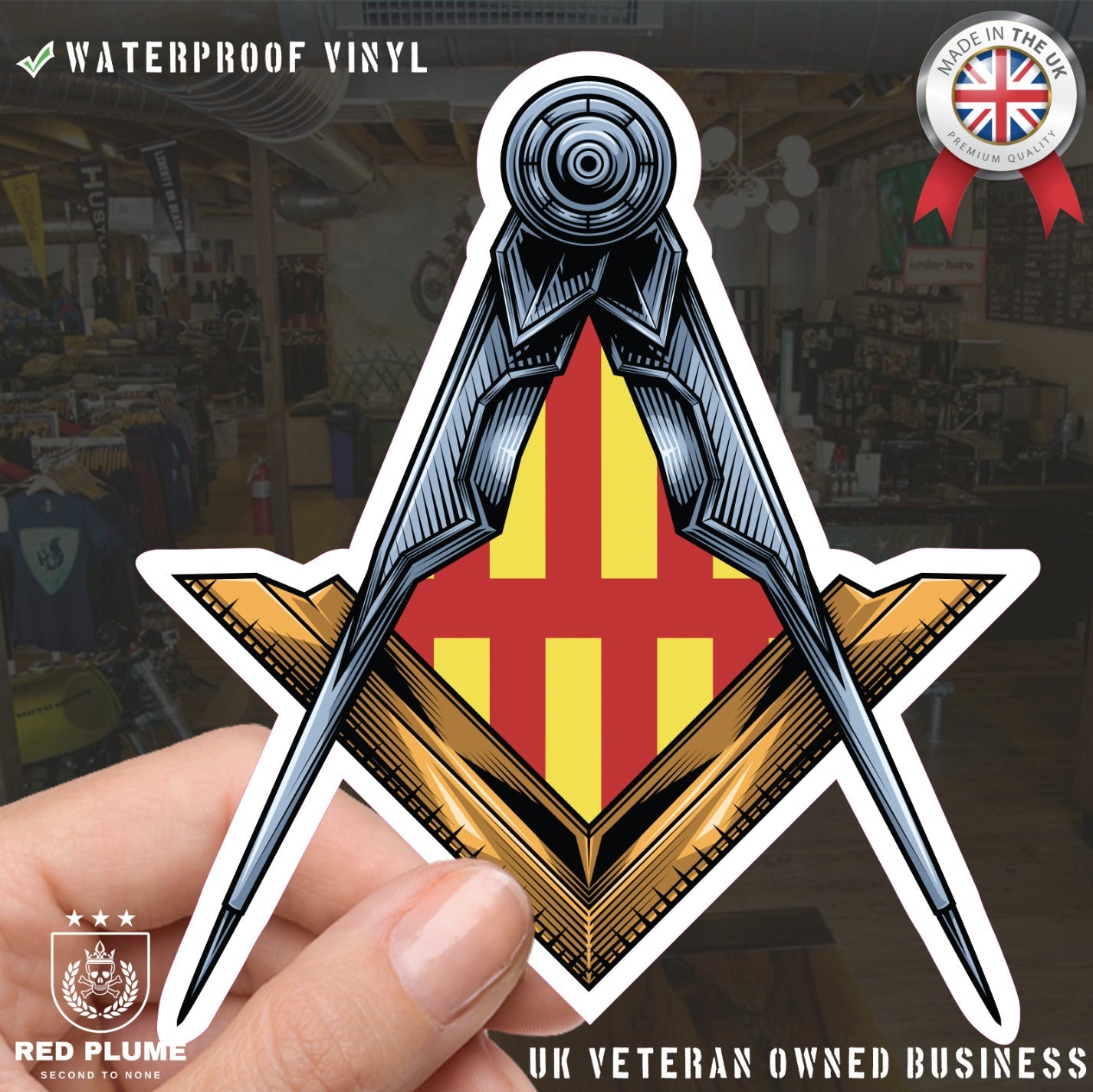 Northumberland Masonic Stickers Square & Compass Union Vinyl Decals redplume